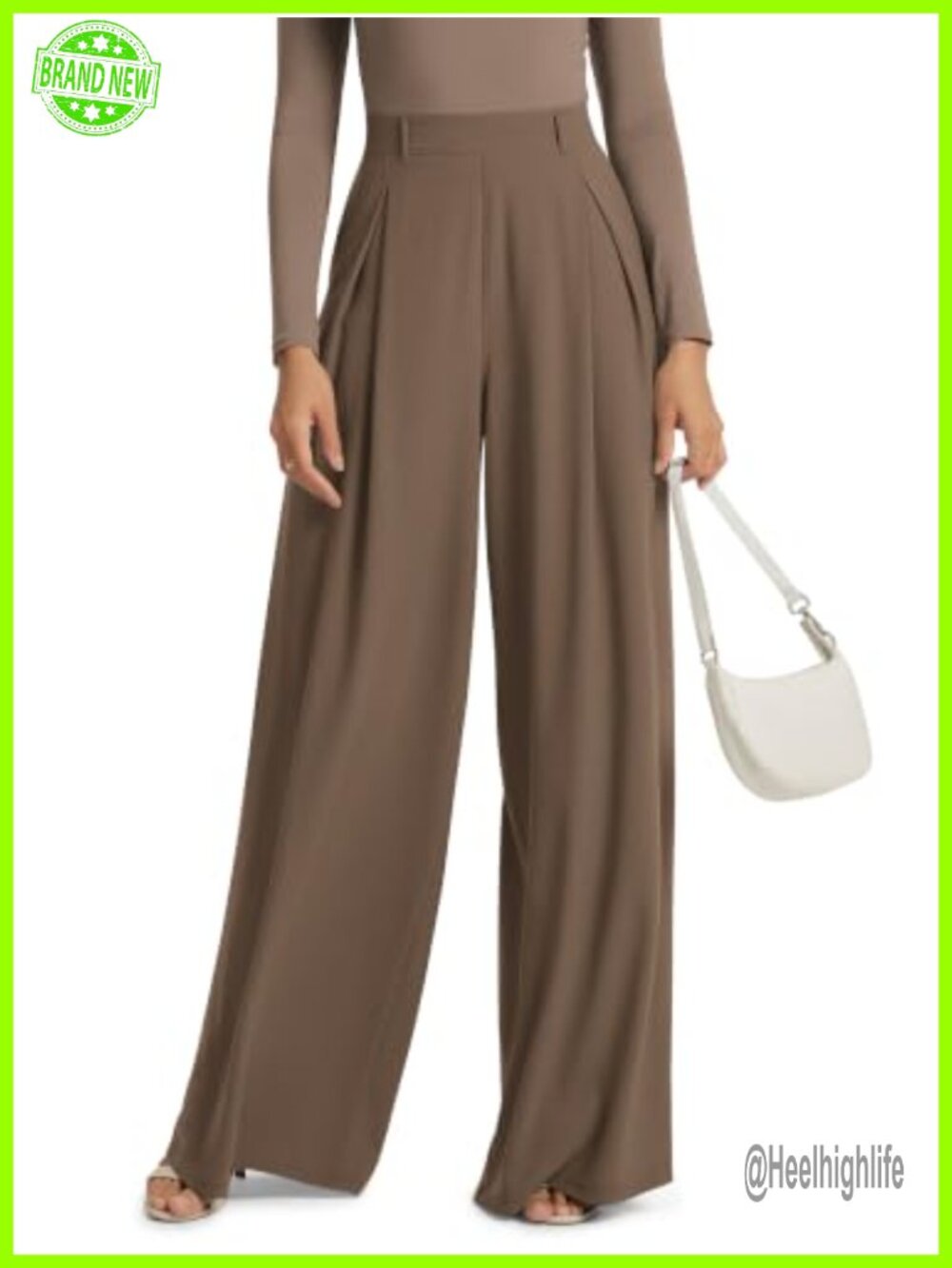 Pleated Extra Wide Leg High Waist Trousers with Pockets